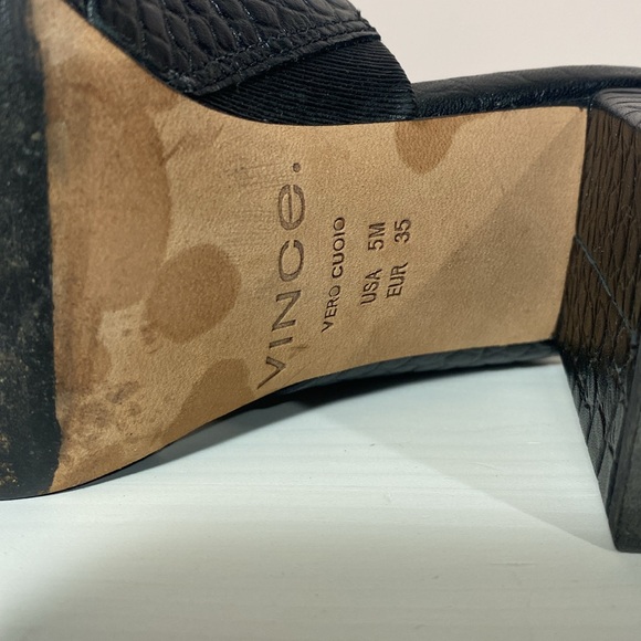 VINCE Nelda Cutout Croc-Effect Leather Mules Black 5M - Picture 8 of 8